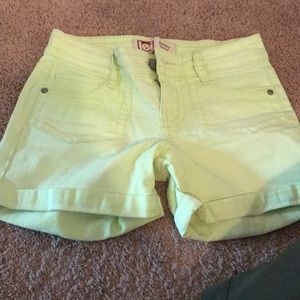 Low rise green shorts